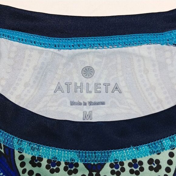 ATHLETA Runaway Blue Green Paisley Print Medium UPF Athletic Long Sleeve Shirt - Picture 13 of 15